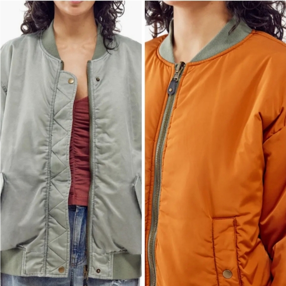 Urban Outfitters Jackets & Blazers - NWT BDG Urban Outfitters Oversized Reversible Bomber Jacket ~ Khaki/Orange~ SML